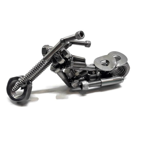 Scrap Metal Art Motorcycle Figurine, Perfect Gift! - Picture 3 of 8